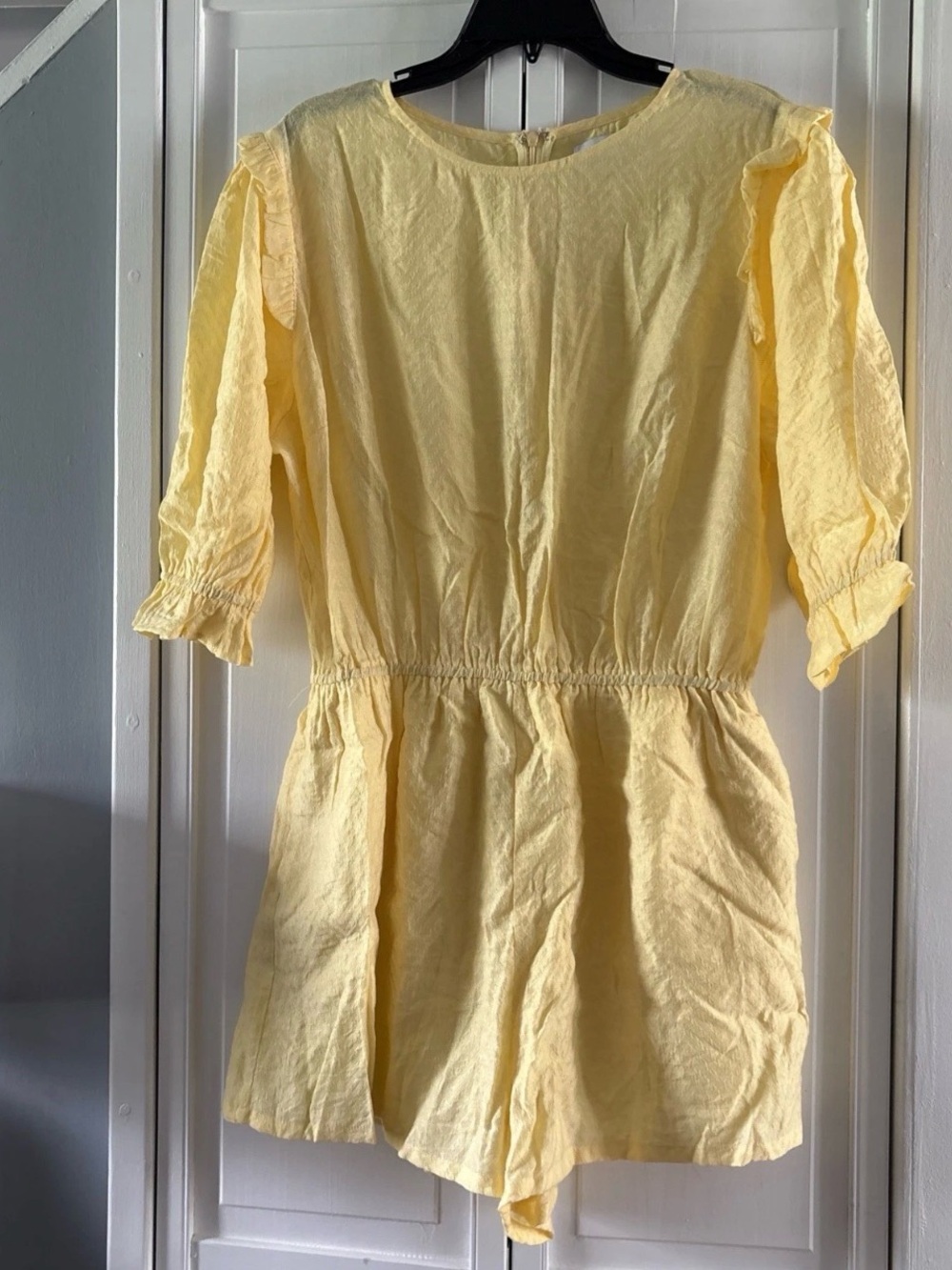 Women’s Yellow Elastic-Waist Dress - Lightweight Casual